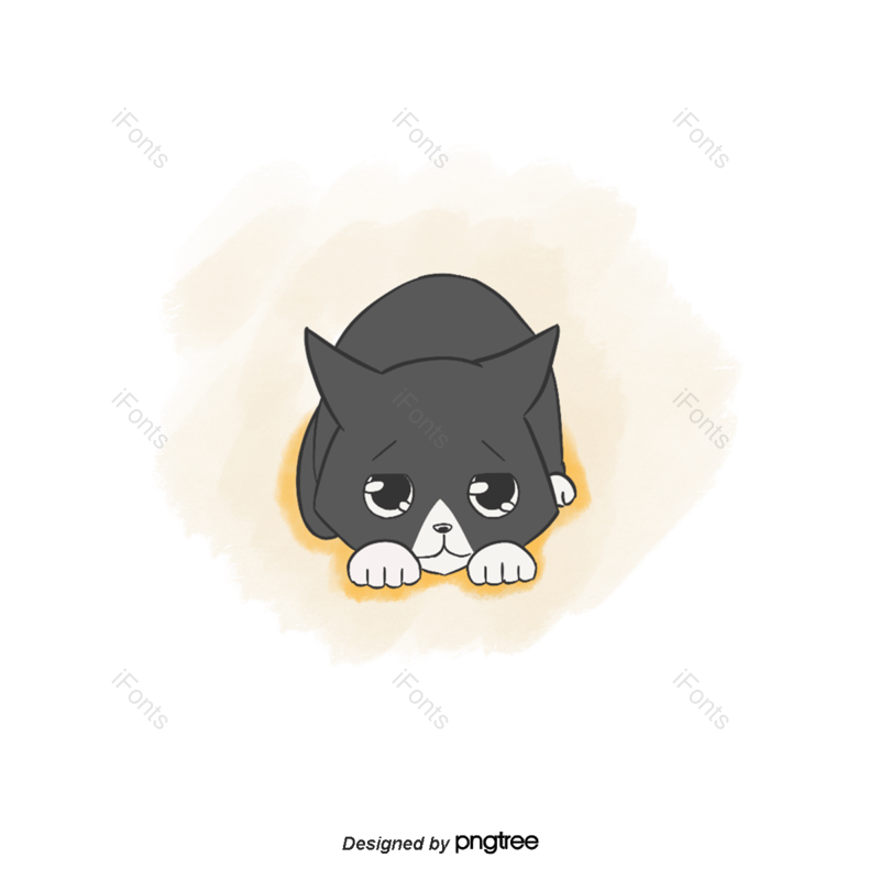 黑白色图片,猫咪元素,可爱PNG,免抠素材
